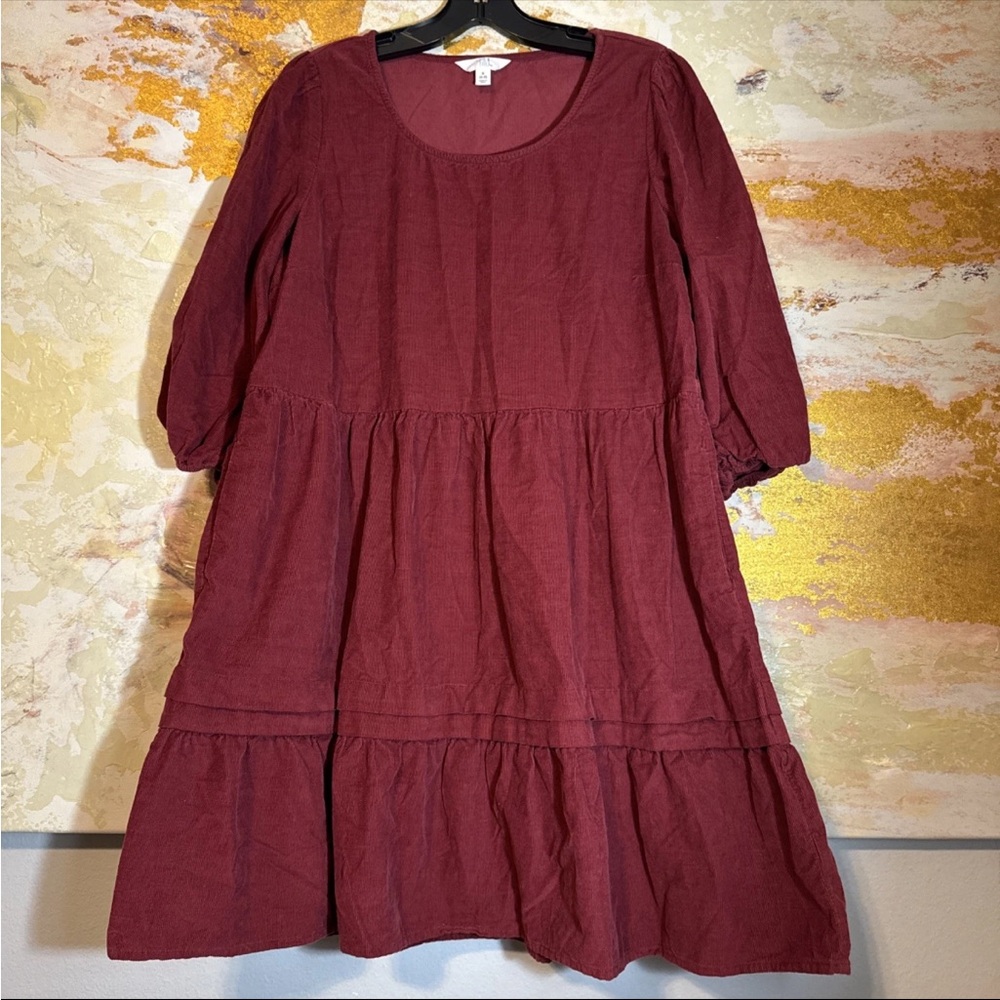 Time and Tru Maroon Dress Womens Size Small Pockets